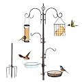 YINGYM Bird Feeding Station Kit, 87 Inches Bird Feeder Pole for Outside, Premium Feeder Stand Hanging Kit with Water Bowl, Mesh Tray and Metal Suet for Attracting Wild Birds