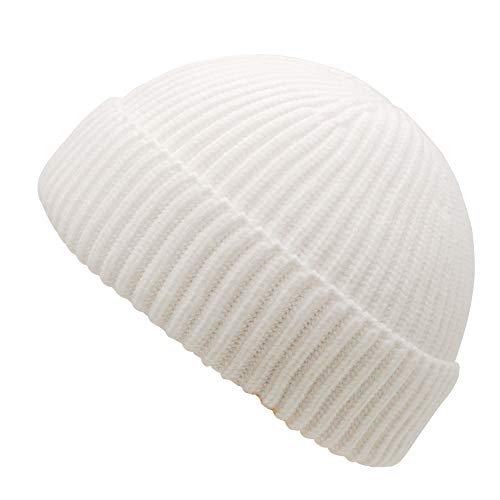 MaxNova Trawler Beanie Watch Skullcap Fisherman Beanie for Men Women White