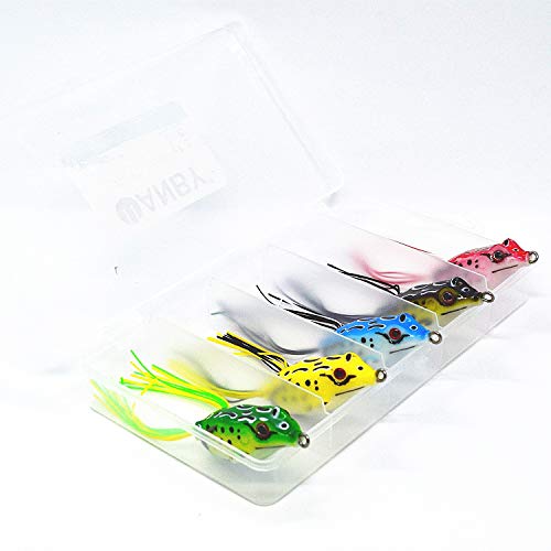 WANBY Leurres de Crevettes Souples en Silicone Lumineux Kit D'appâts Kit Leurres de Pêche Swimbait avec Crochet de Pêche pour l'eau Salée d'eau Douce (la Grenouille) Cover