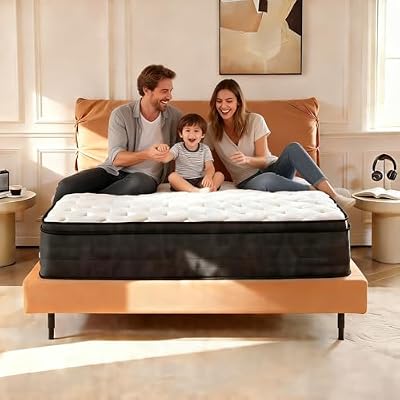 Ywtuopuoc King Size Mattress, 12 Inch King Mattress Hybrid in Box with Memory Foam and Individually Pocket Springs, Medium Firm Breathable Pressure Relief for Back and Stomach Sleepers