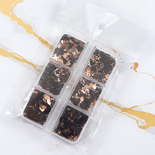 Heart Nail Art Glitter Sequins 3D Love Heart Nail Art Sticker Decals Holographic Glitter Design Black Gold Heart Nail Sparkle Glitter For Women Girls Hearts Nail Glitter Flakes Decoration #TOP5