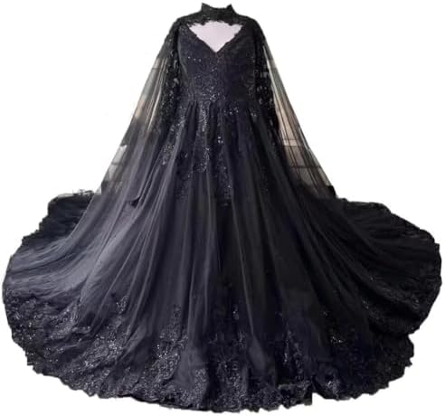 Mouccy Gorgeous Long Sleeve Black Wedding Dresses UK