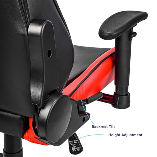 Image of Ant Esports 9077 Ergonomic Gaming Chair, Multifunctional Gaming Chair with Premium PU Leather Upholstery, 2D Armrest, Integrated Neck and Lumbar Support, & 180 Recline - Back & Red