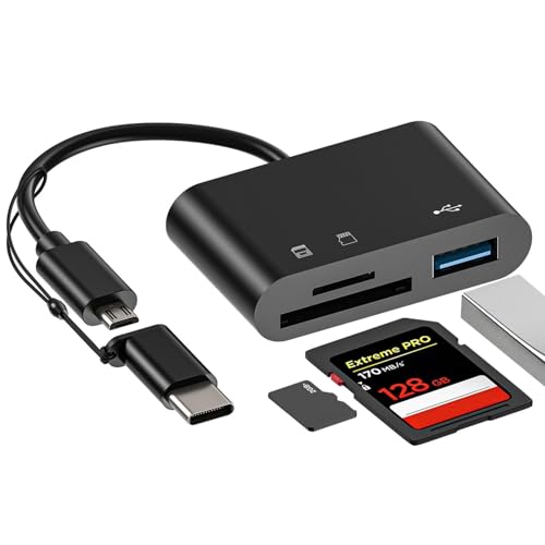 Adaptador USB C 3 en 1 | Lector de Tarjetas Portátil Tipo C Para Ms Cf Tf | Conector Dual 3.0 Para Visor de Cámara y PC