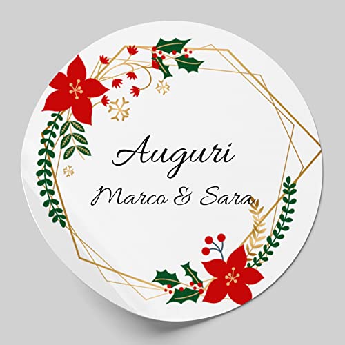 Personalisierte Aufkleber für Weihnachtsgrüße - Aufkleber mit personalisierbarem Text (Weihnachten 2, 6 cm) Cover