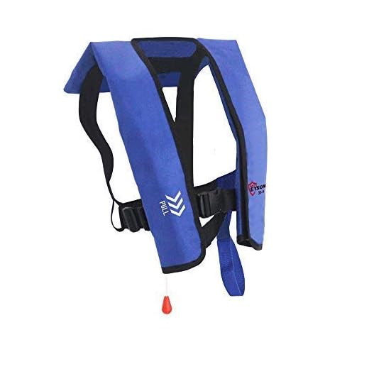 Top Safety Adult Life Jacket with Whistle - Manual Version Inflatable Lifejacket Life Vest Preserver PFD for Boating Fishing Sailing Kayaking Surfing Paddling Swimming - Adjustable Life Saving Vest