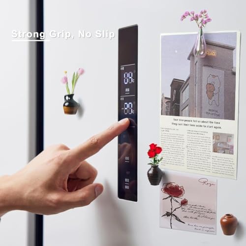 Image of Fridge Magnets Marble Texture Crystal Refrigerator Glass Magnet Decorative Fridge Strong Small Cute Colorful Magnet for Kitchen Office Whiteboards Cabinets Photos Party (Mini Vase Design)