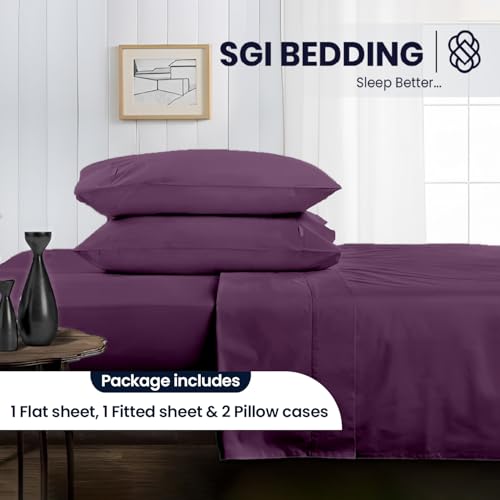 Image of SGI bedding 100% Egyptian Cotton Sheets RV King Size - 600 Thread Count Sheets Set, Soft, Cooling, 16 inch Deep Pocket, Luxury Hotel Bedding, Breathable, Durable - Plum