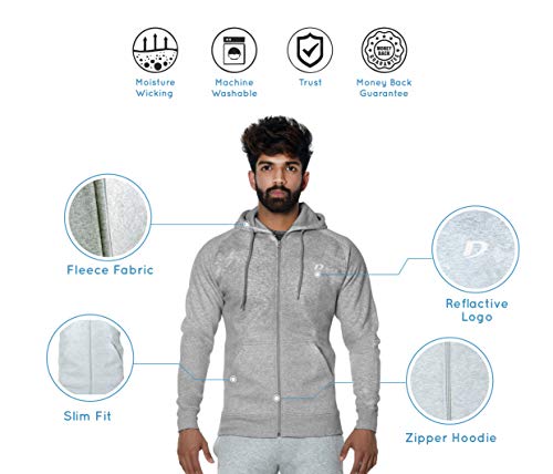 Image of DECISIVE Fitness Slim Fit Fleece Winter Hoodie Jacket Gym Workout Sweatshirt for Men Women