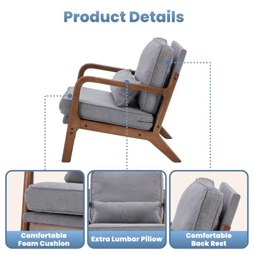 Sillón Mid Century Gris de Madera miniatura 4