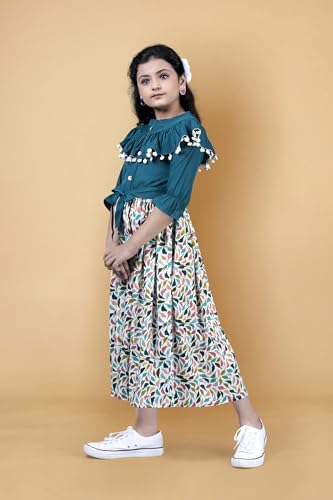 Image of Fashion Dream Girl's Fit And Flare Calf Length Crepe Floral Printed Dress