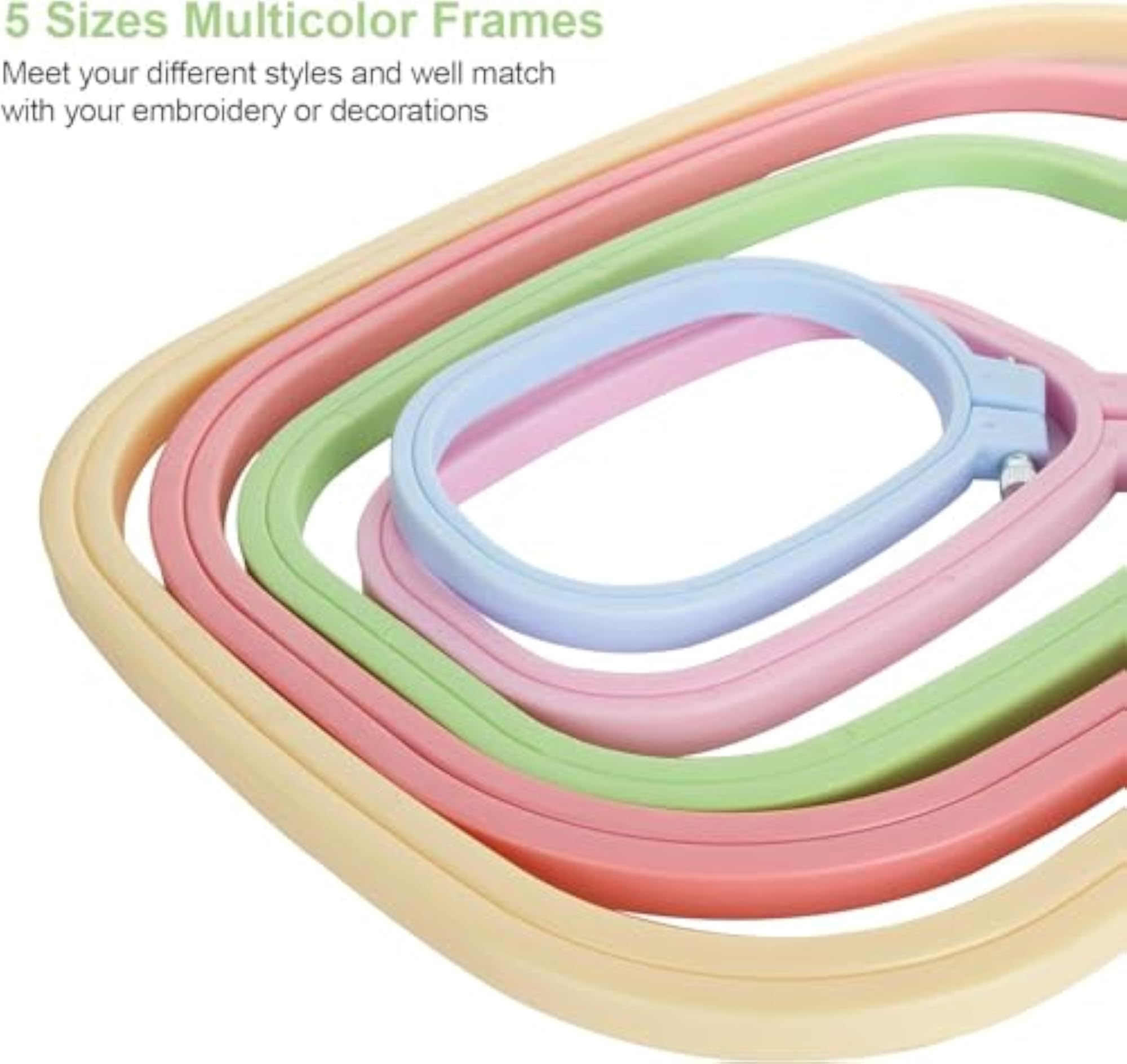 Embroidery Hoops Set, 5pcs Square Rectangular Plastic Hoops