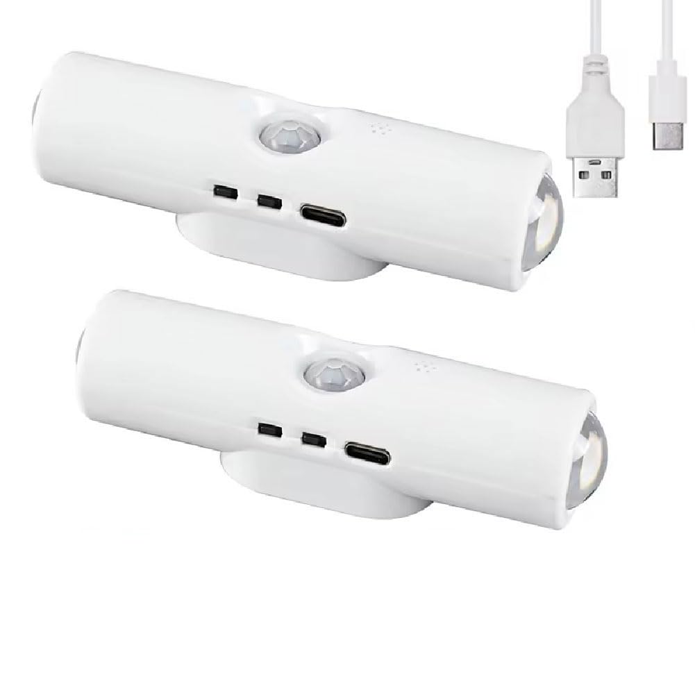 ALCOGOALL Smart Motion Sensor RGB Mood Light, Motion Sensor Wall Lights Indoor, Rechargeable Wall Sconces LED Wall Lights, Wireless LED Walllamp for Hallway, Stair, Bedroom, Living Room (White,2)