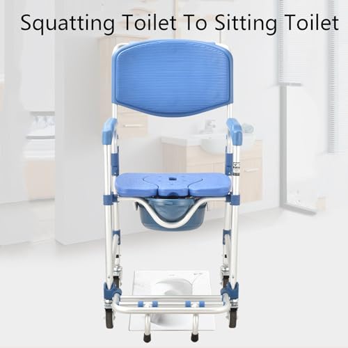 Silla de baño con ruedas plegable resistente con cómoda e impermeable 4