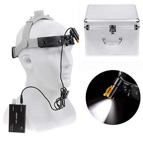 Mike Dental 5W Clip Type Surgical Dental LED Headlight Medical High Light Spot Leather Headband Headlamp With Aluminum box DY-007 Cover