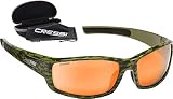 Marco duradero y flexible Cressi Hunter Sunglasses Gafas de Sol Deportivo Unisex Adulto, Verde Camuflaje/Lentes Espejadas Naranja, Talla única