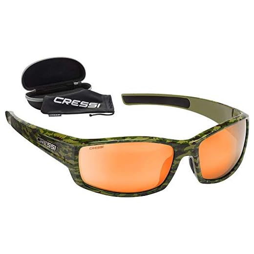 Cressi Hunter Sunglasses Gafas de Sol Deportivo, Adultos Unisex, Verde Camuflaje/Lentes Espejadas Naranja, Talla única