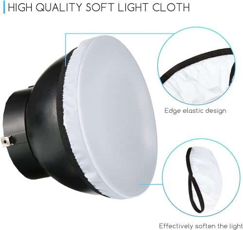 Image of MVPRO 4 Pieces Diffuser Lamp Sock Soft Diffuser Lamp Cover 8.25 Inches / 21 cm Standard Cloth Diffuser Light Sock Lampshade Reflector Lamp Sock for Strobe Flash Light Speedlite (Only 4 White Cloth Cap)