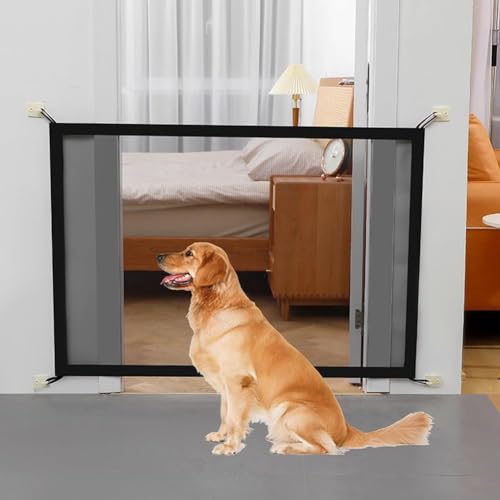 Gcffom Treppenschutzgitter Hund,Tierschutzgitter,Hundeschutzgitter Zusammenklappbar,Absperrgitter Hund,Türschutzgitter Ohne Bohren für Treppen,Türen,Flur(100 * 78cm,Schwarz)