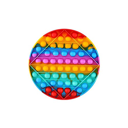 GooKit Bubble Fidget Toy, Round Square Rainbow Durable Squeeze Sensory Toy for Training Logical Thinking Soft Silicone for Anxiety Stress (Large Round Rainbow)