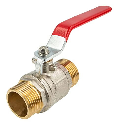 tecuro Kugelhahn (ACS), beids. Außengewinde G 1 1/4 Zoll (DN 32) Stahlhebel lang, MS-vernickelt