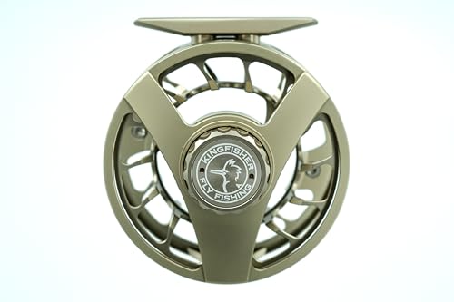 Kingfisher Fly Fishing Big Blackfoot Reel | Carrete de eje grande duradero y ligero de alto rendimiento para pesca con mosca (humo de pistola, 5/6)