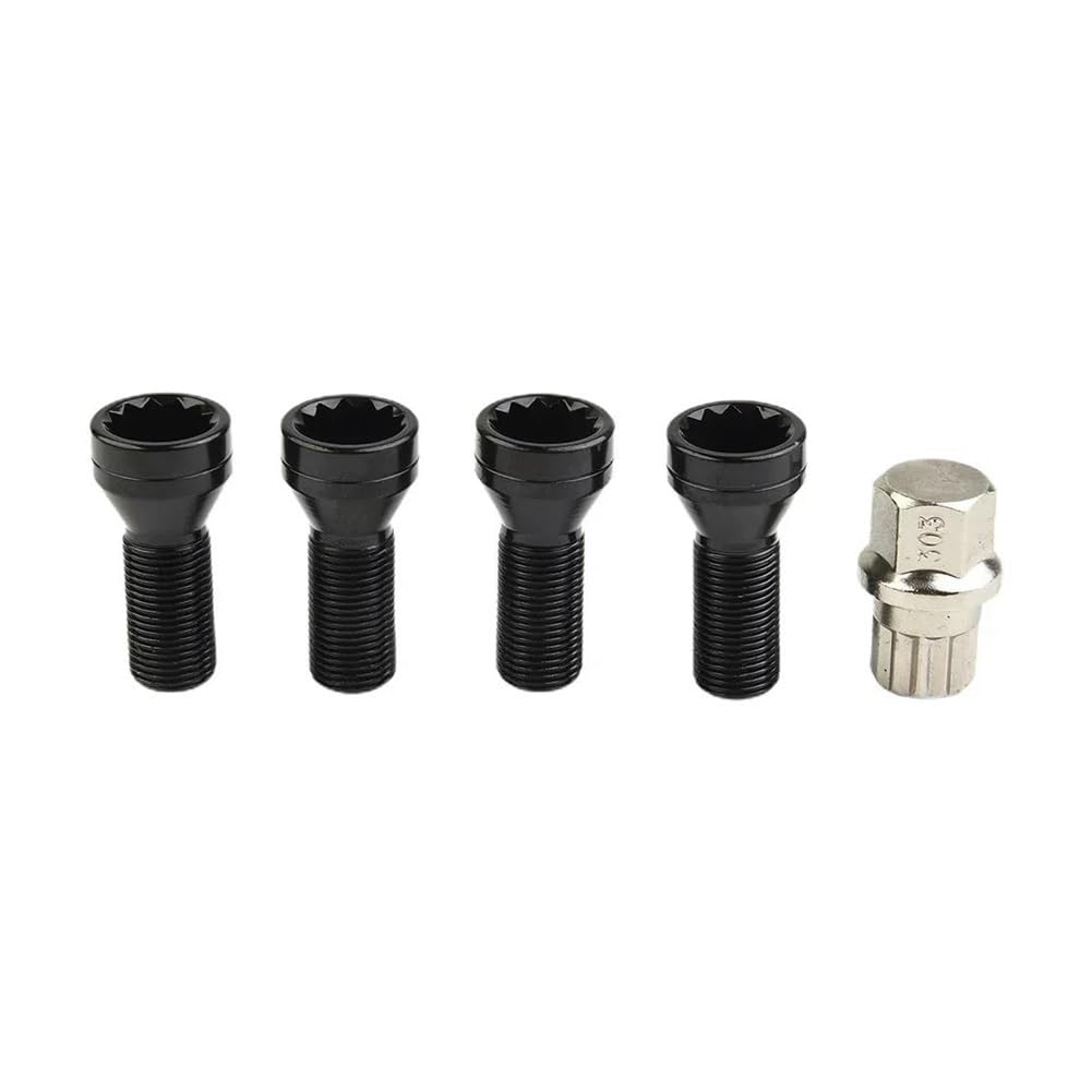 Bulloni ruota auto Set Di 4 Bulloni Antifurto Per Ruote M14×1.25 Neri Con Chiave 36136776076# Per BMW Per X3 Per X5 E70 E71 F20 F25