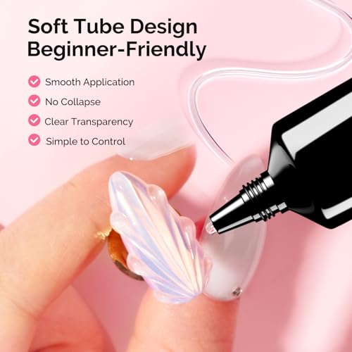Image of MelodySusie 3D Nail Gel for Sculpting, Clear Nail Art Glue for Drawing, Charms, Rhinestones Chrome Powder No Wipe UV /LED Light Cured Sculpting Gel for 3D Nail Art Designs Salon DIY Use 2PCS