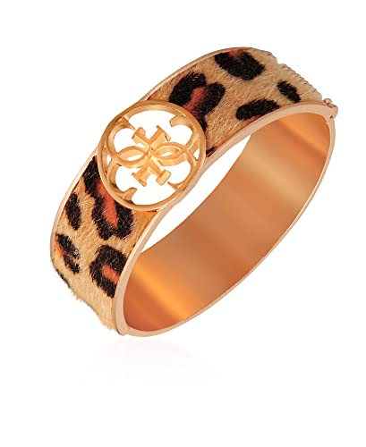 Guess Gold-Tone Wide Hinge Bangle Faux Pony Hair Bracelet With Logo #TOP9