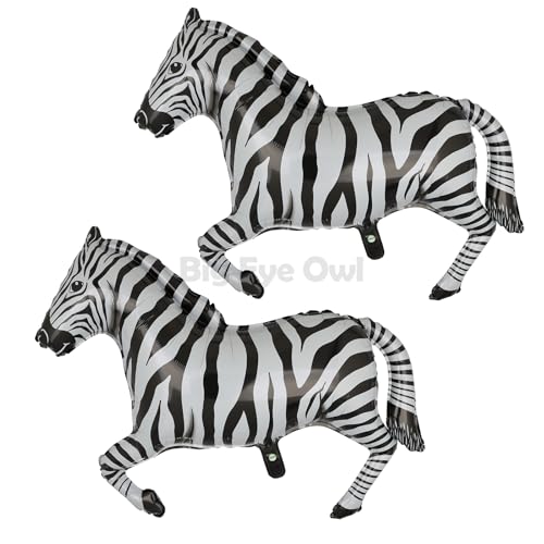 Big Eye Owl 2 globos de cebra para decoración de cumpleaños, diseño de cebra