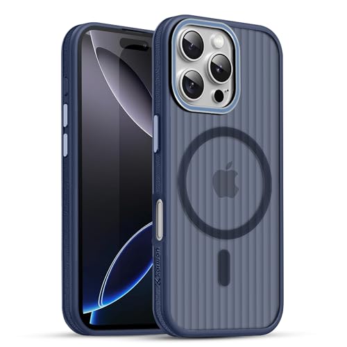 Image of KARWAN Polycarbonate Beam Magnetic Protective Cover Compatible with iPhone 16 Pro Camera & Body Protection|Anti Shock,Scratch Resistant|Precise Cutouts Modern Design|Wireless Charging (Blue)