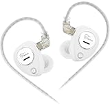 KZ Taurus インイヤーモニターイヤホン、デュアルダイナミックドライバーHiFi有線イヤホン、重低音ステレオゲーミングIEM HDマイクロヘッドフォン(ホワイト、マイクなしの3.5mmジャック)