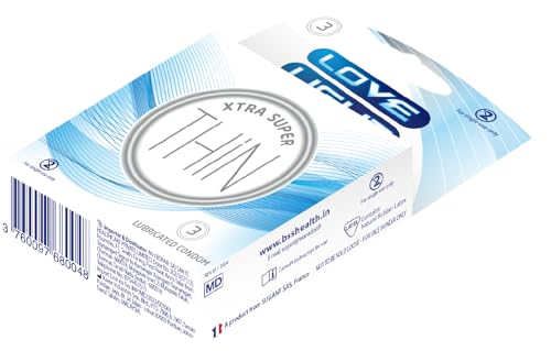 Image of Love Light Xtra Super Thin Condom|Natural Rubber Latex|Extra Lubricated with Reservoir Tip|Super Thin|Smooth Surfaced|ISO 4074 - Pack of 3