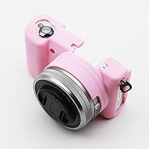Professional Secure Soft Silicone Camera Case Bag Housing Rubber Body Skin for Sony Alpha a5100 A5000 ILCE-5100 ILCE-5000 16-50mm Lens Digital SLR Camera Protective Case Pink