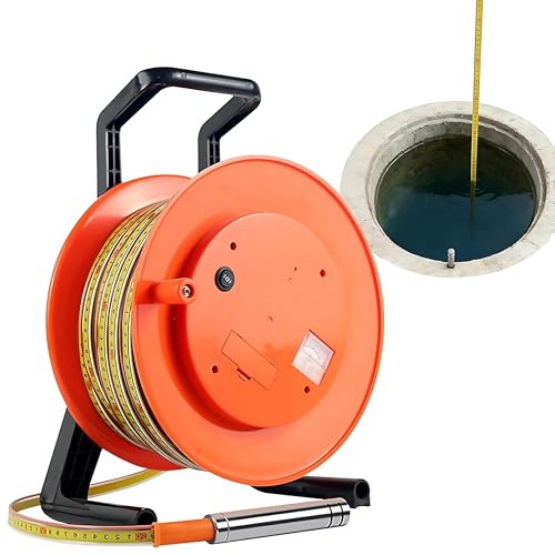 Medidor de nivel de agua con cinta indicadora de acero de 164 pies y sonda de sondeo alimentada por batería de 9 V para medidor de profundidad de pozos. Monitoreo preciso de aguas subterráneas. C