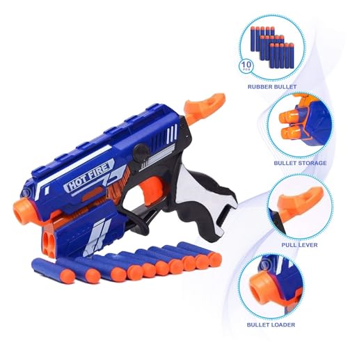 Image of Blaze Blaster Storm Hot Fire Shooting Toy Gun with 10 Soft Foam Bullets Perfect Guns for Boys Kids(HOT FIRE Gun)