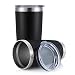 DOMICARE 20oz Stainless Steel Tumbler with Lid, Double Wall Vacuum Insulated Travel Mug, Durable Powder Coated Insulated Coffee Cup, 2 Pack, Black