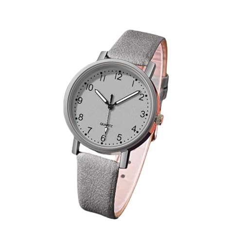LIWEARE Damenuhr Leder, Damen Analog Quarz Uhr mit Leder Armband, Uhren Damen Einfache Business Klassische Armbanduhr Lässig Quarzuhr Kleideruhr (Grau)