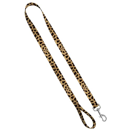 Image of Animal Print Dog Leash with Easy Grip Loop - 1 Inch x 6 Feet, Leopard