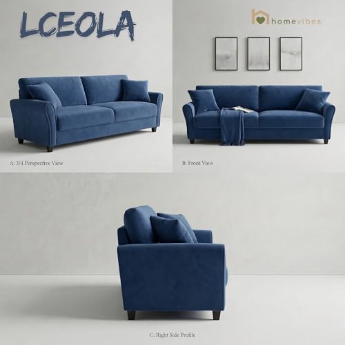 Image of 3 Seater Lceola Premium Fabric Sofa |Stylish And Comfortable Living Room Furniture| Heavy Quality Sofa And Builtin| Throne Of Comfort,Darkblue