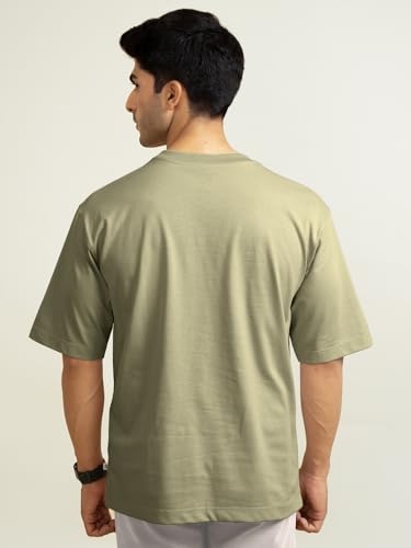 Image of DAMENSCH Statement Solid Oversized T Shirt for Men, Heavyweight, Anti-Pilling, Stylish, Relaxed Fit T Shirt for Men Cotton