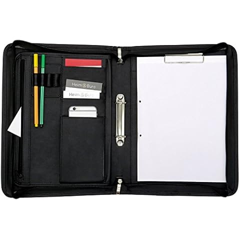 ONVAYA® Konferenzmappe A4 | schwarz | Aktenmappe | Businessmappe | Schreibmappe mit Block | strapazierfähiges Kunstleder | Dokumentenmappe Cover