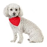 Mechaly Solid Cotton Dog Bandana Triangle Bibs - Small and Medium Pets (Red)