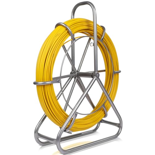 656FT Fiberglass Fish Tape 1/4 inch(6MM), High Strength Flexible Wire Puller, Non-Conductive Electrical Fish Tape for Wall/Conduit Cable Running Installation
