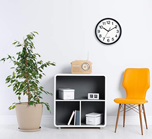 image for Bernhard Products Black Wall Clock, Large 13-Inch Silent Non Ticking Q