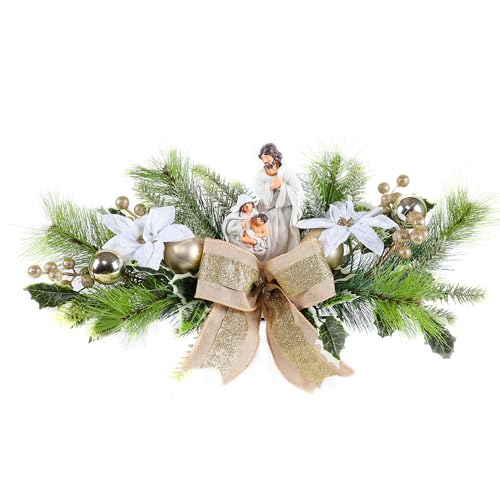 MOONET Christmas Table Centerpiece with LED Lights, White Plastic...