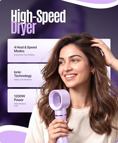 Image of Ownair Hot Air Brush for Hair with Dryer, 4 Heat & Speed Modes, Warm Air Styling, 1200 Watts, Hair Dryer for Women, Styling Brush with 360 Swivel Cord for Easy Styling