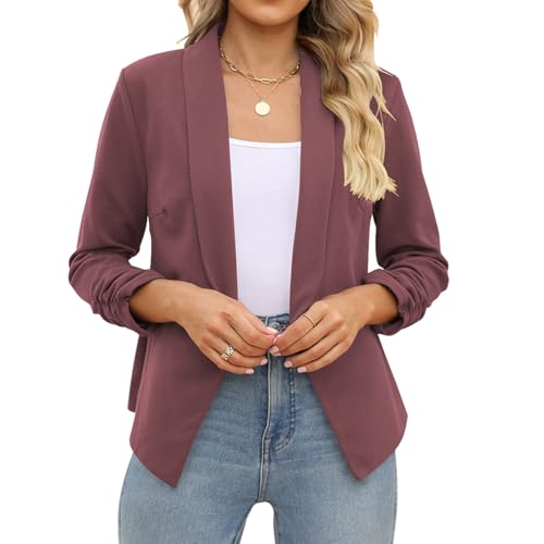 Image of POGTMM Women 3 /4 Sleeve Blazer Open Front Cardigan Jacket Work Office Blazer