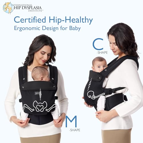 Momcozy Breathable Mesh Baby Carrier, Ergonomic and Lightweight Infant Carrier for 7-45lbs with Enhanced Lumbar Support, All Day Comfort for Hands-Free Parenting, Air Mesh-Black