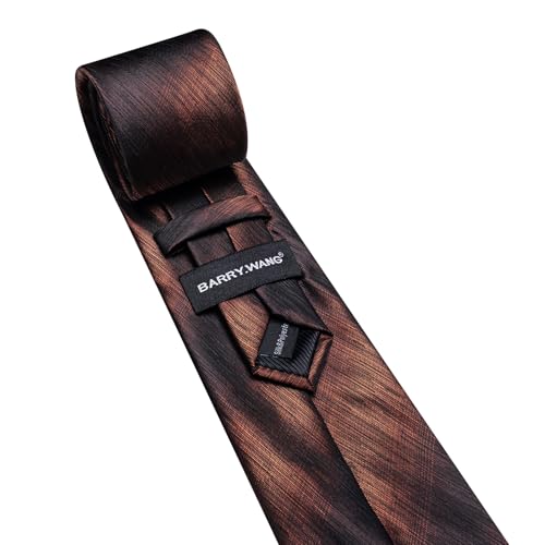 Image of Barry.Wang Striped Men Ties Set Silk Necktie Handkerchief Cufflinks